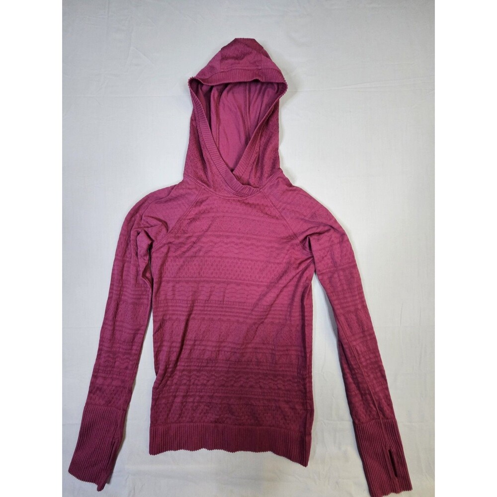 Lululemon Rest Less Hoodie Women's Sz 2 Pink Pullover Seamless Thumbholes